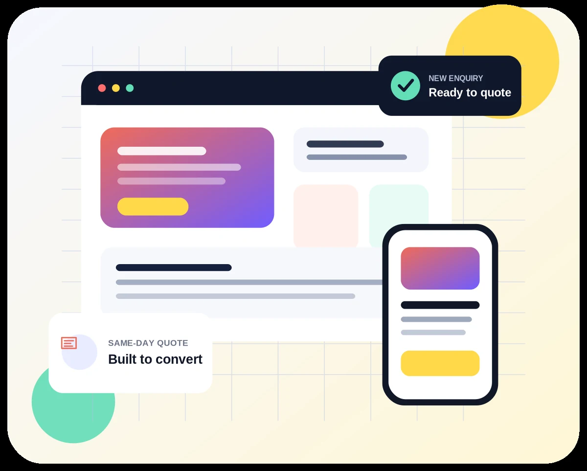 Illustration representing a quick website quote and build process